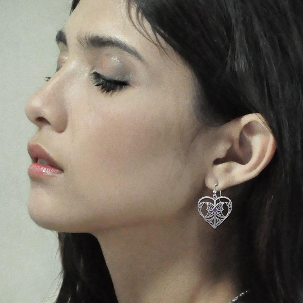 Celtic Triple Goddess Love Peace Sterling Silver Earrings with Gemstone TER1702