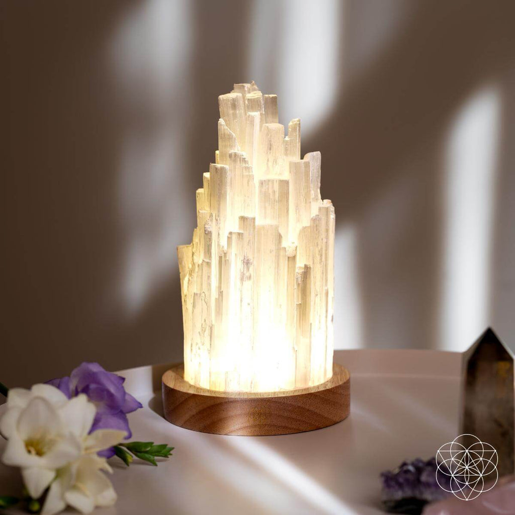 The Cleanse-All Selenite Lamp - 2 Pounds of Healing Power | Night Light | Wiccan Center