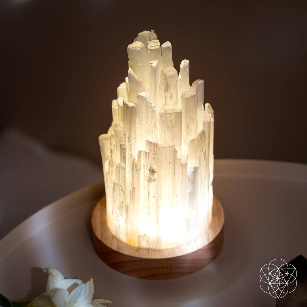 The Cleanse-All Selenite Lamp - 2 Pounds of Healing Power | Night Light | Wiccan Center
