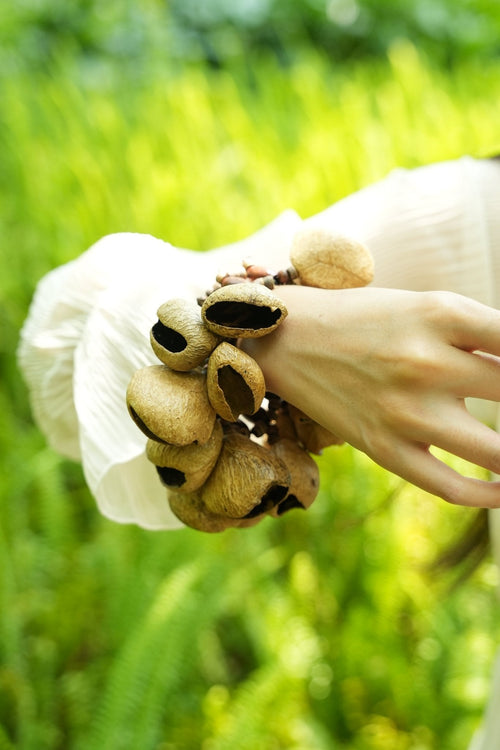 "The Forest Rhythm" - Natural Seed Shell Wrist Rattle & Percussion Bracelet | Seed Shaker | Wiccan Center
