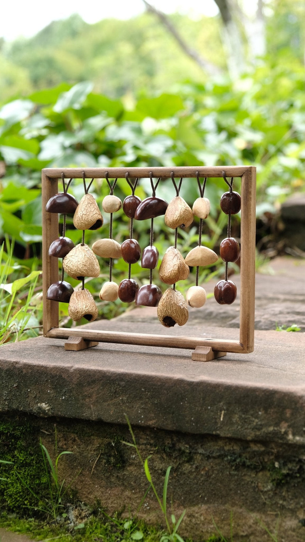 "The Fruit Bell Harp" - Vertical Seed Sound Sculpture & Zen Lyre | Seed Ornaments | Wiccan Center