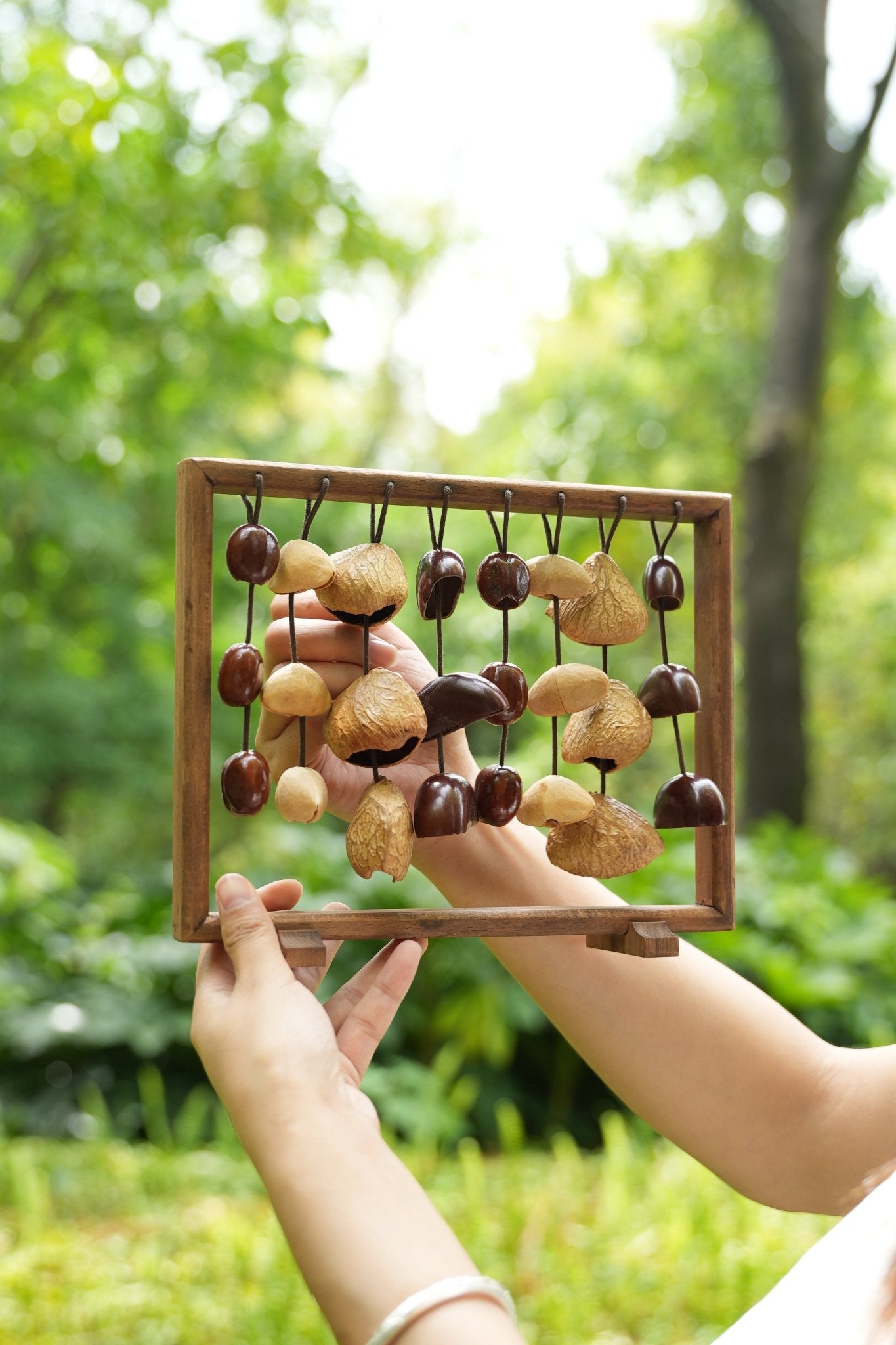 "The Fruit Bell Harp" - Vertical Seed Sound Sculpture & Zen Lyre | Seed Ornaments | Wiccan Center