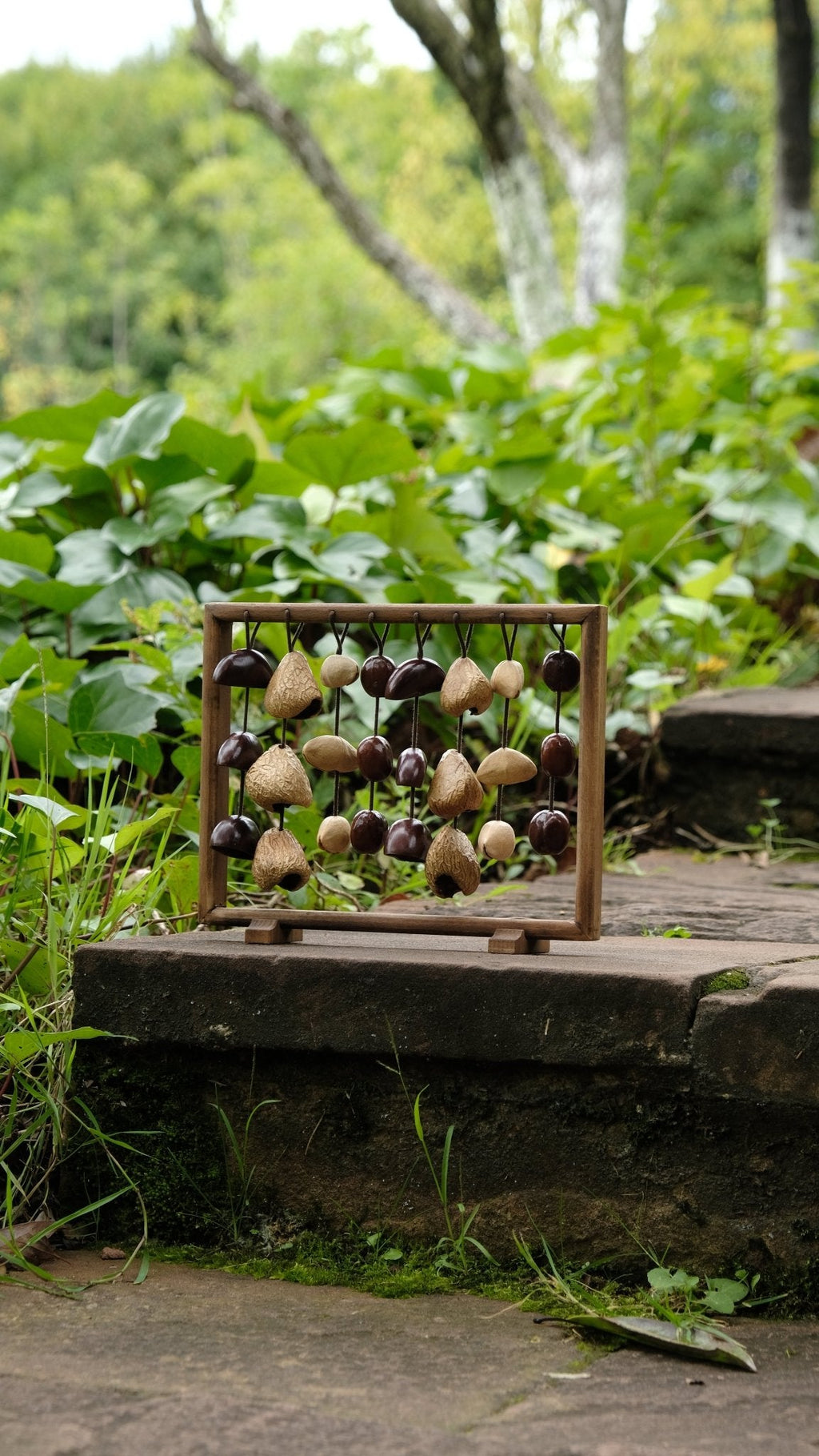 "The Fruit Bell Harp" - Vertical Seed Sound Sculpture & Zen Lyre | Seed Ornaments | Wiccan Center