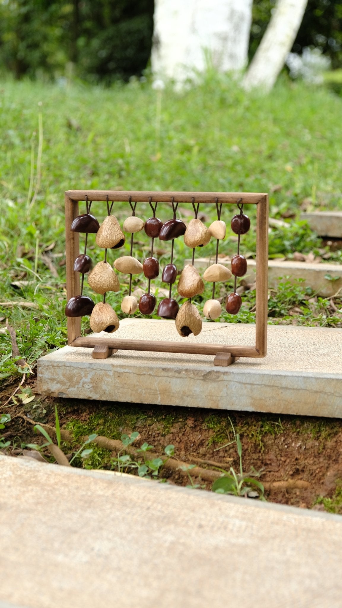 "The Fruit Bell Harp" - Vertical Seed Sound Sculpture & Zen Lyre | Seed Ornaments | Wiccan Center