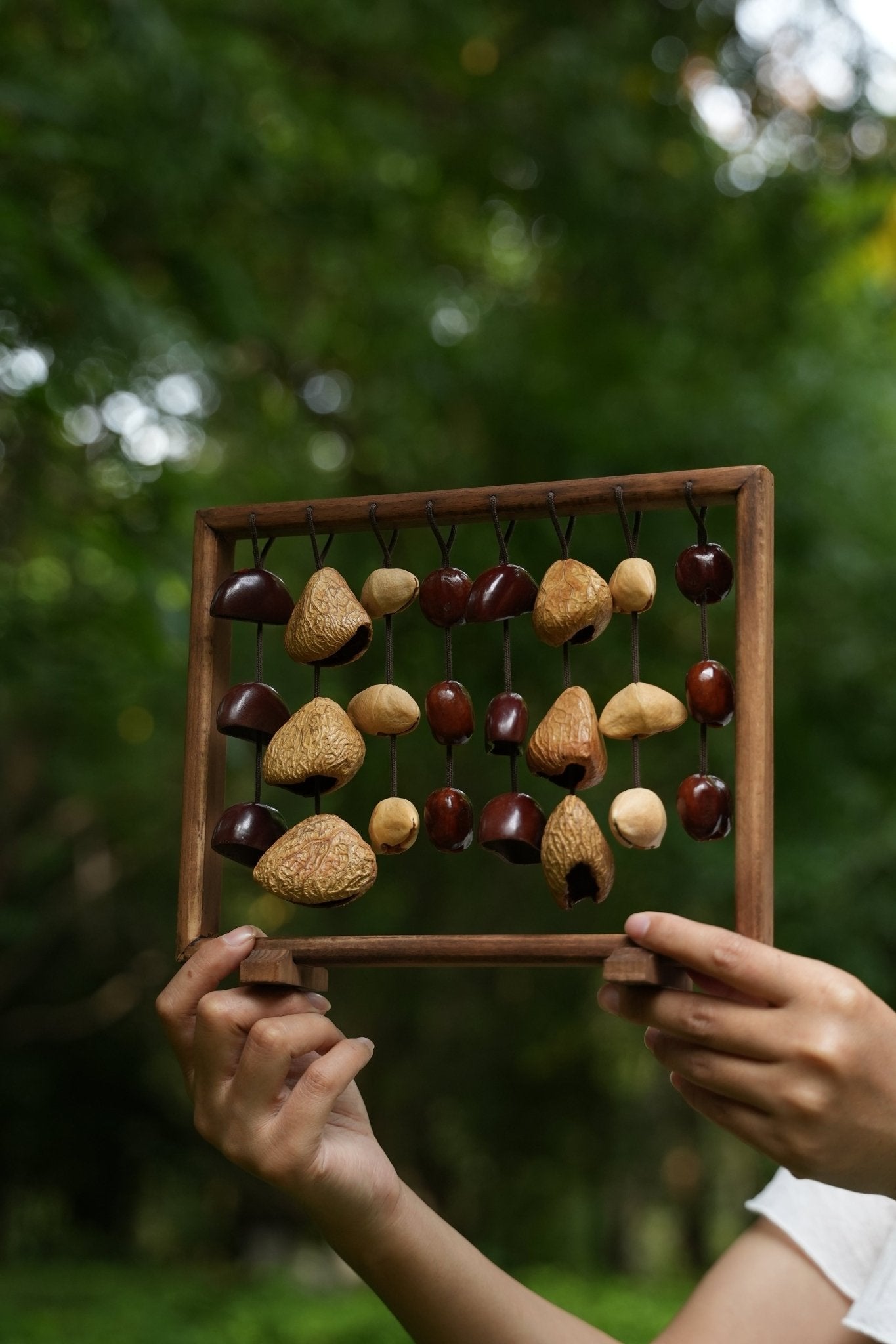 "The Fruit Bell Harp" - Vertical Seed Sound Sculpture & Zen Lyre | Seed Ornaments | Wiccan Center