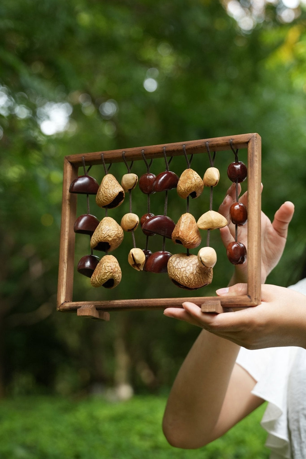 "The Fruit Bell Harp" - Vertical Seed Sound Sculpture & Zen Lyre | Seed Ornaments | Wiccan Center