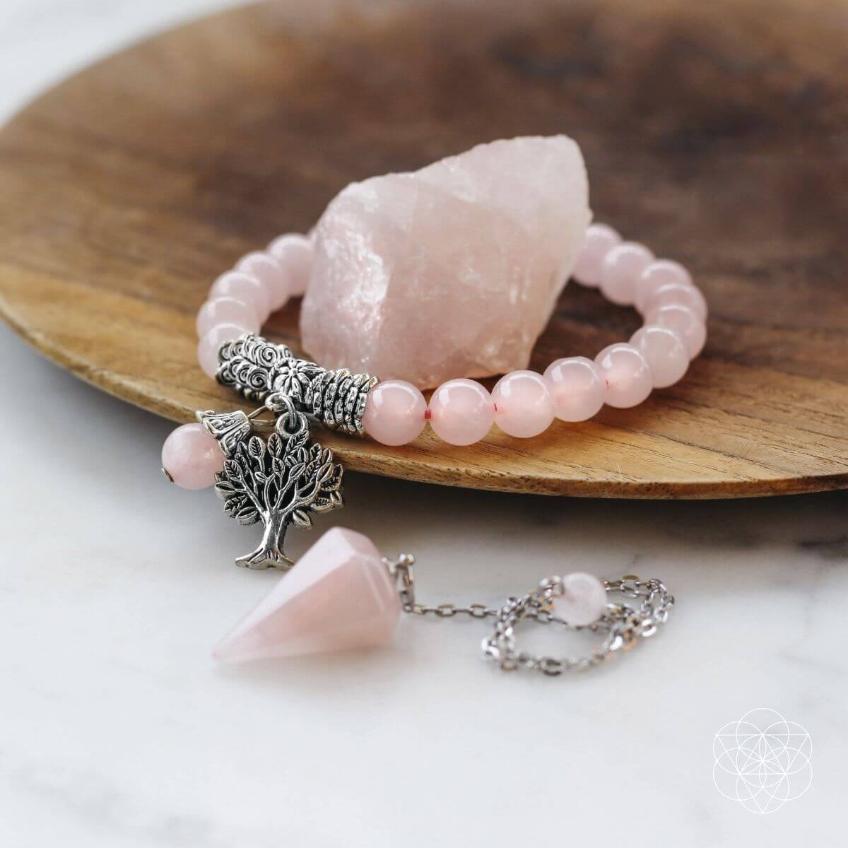 The Rose Quartz Healing Crystal Set | Jewelry Set | Wiccan Center