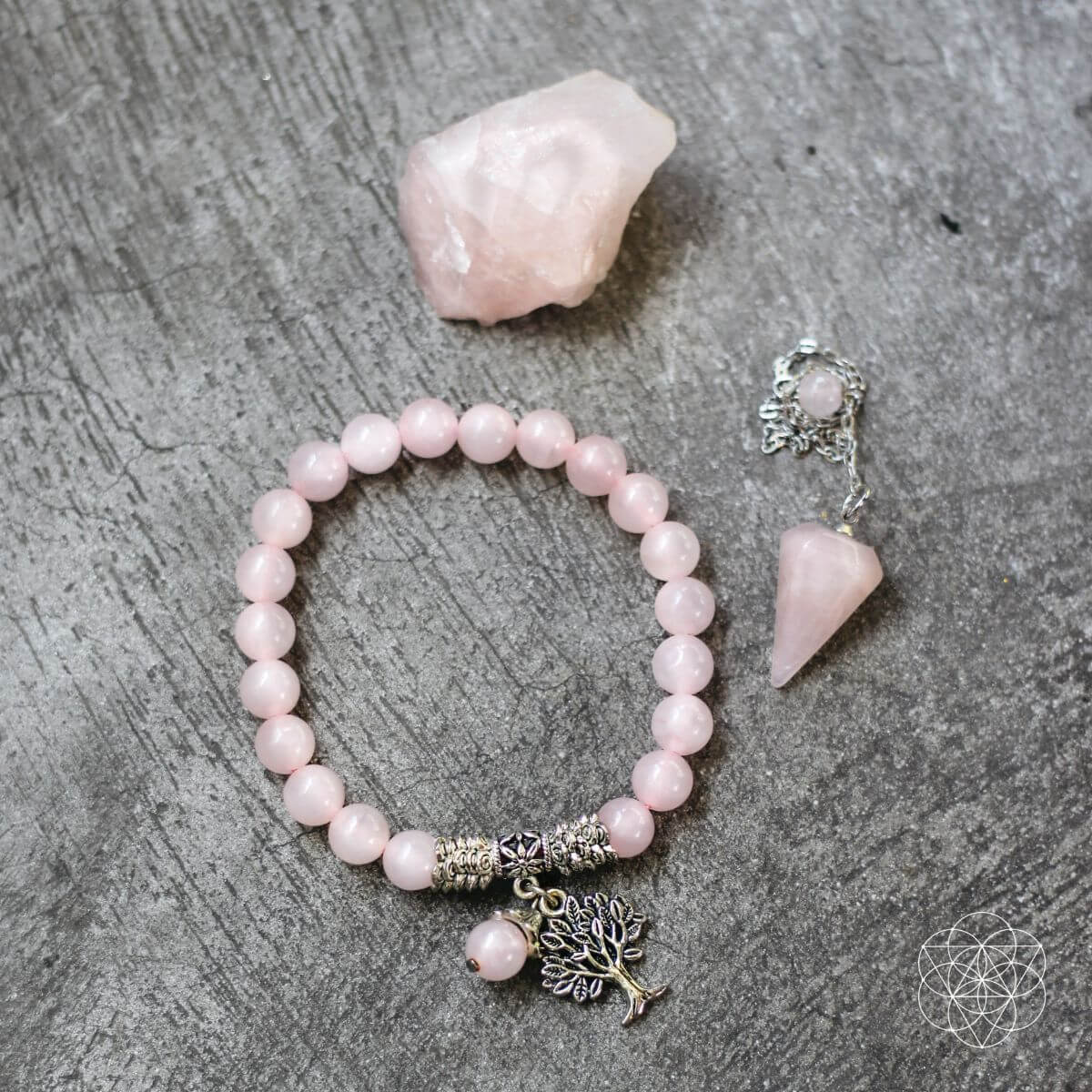 The Rose Quartz Healing Crystal Set | Jewelry Set | Wiccan Center