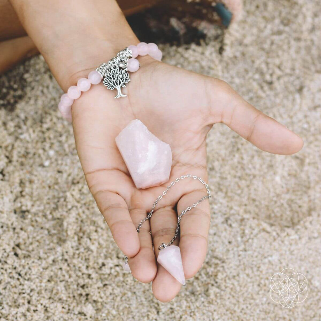 The Rose Quartz Healing Crystal Set | Jewelry Set | Wiccan Center