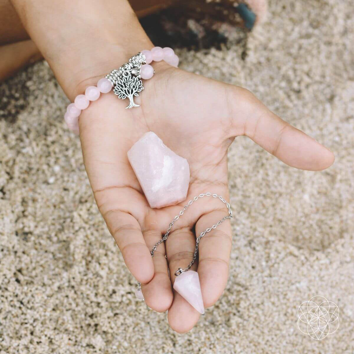 The Rose Quartz Healing Crystal Set | Jewelry Set | Wiccan Center