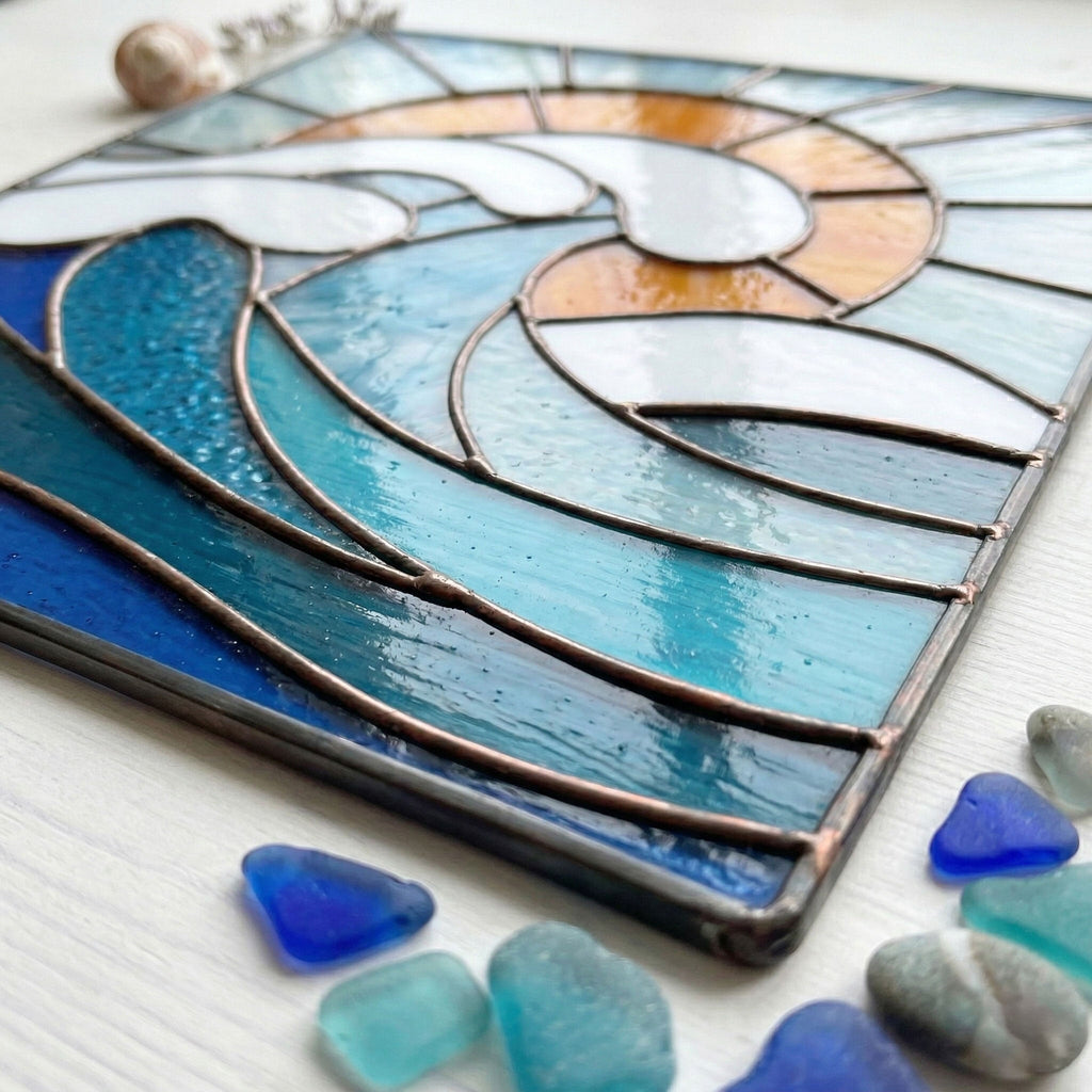 Ocean Wave Stained Glass Pattern and PNG | Crafting Patterns & Molds | Wiccan Center
