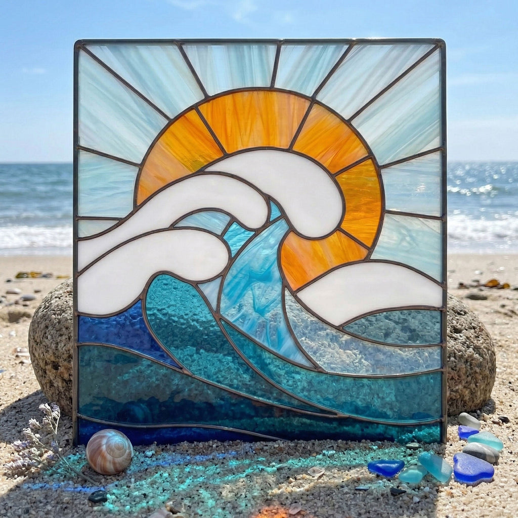 Ocean Wave Stained Glass Pattern and PNG | Crafting Patterns & Molds | Wiccan Center