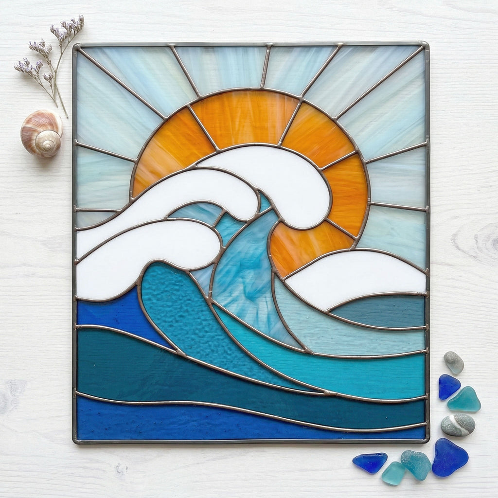 Ocean Wave Stained Glass Pattern and PNG | Crafting Patterns & Molds | Wiccan Center