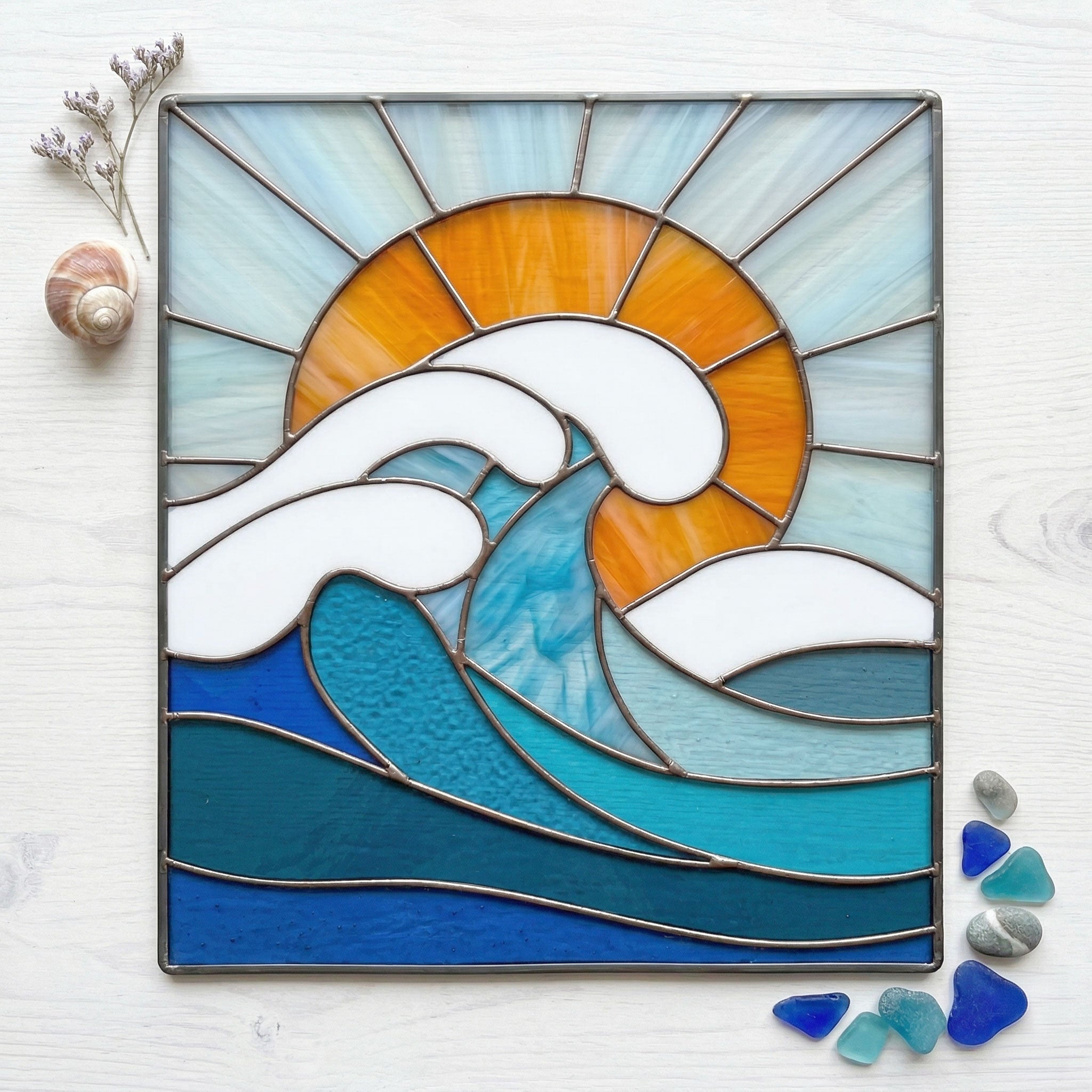Ocean Wave Stained Glass Pattern and PNG | Crafting Patterns & Molds | Wiccan Center