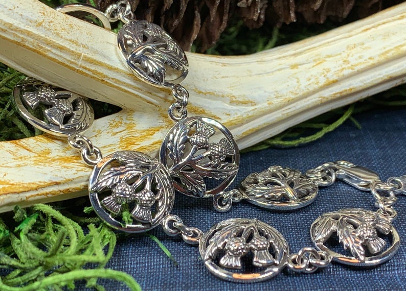 Ailsh Scottish Thistle Bracelet in Sterling Silver
