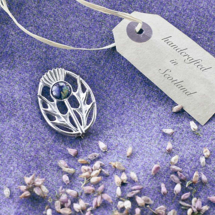 Scottish Heathergems Thistle Brooch - Handmade in Scotland | Brooch | Wiccan Center