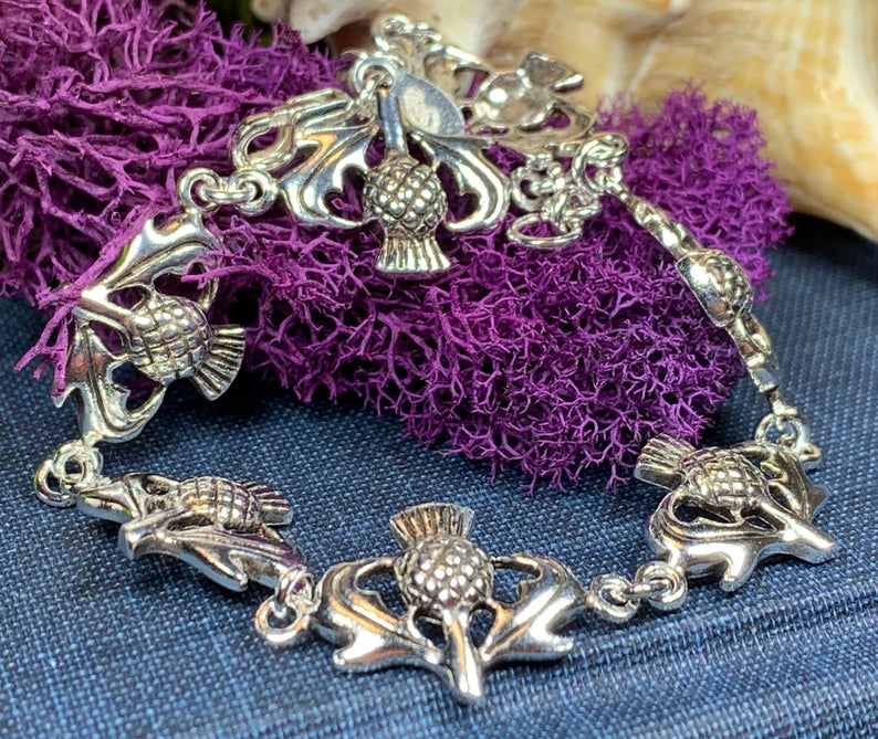 Cheerful Scottish Thistle Bracelet in Sterling Silver | Bracelet | Wiccan Center