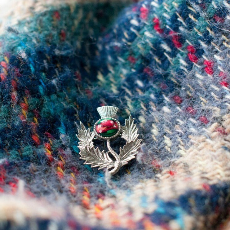 Pewter Heathergems Thistle Brooch - Handmade in Scotland | Brooch | Wiccan Center