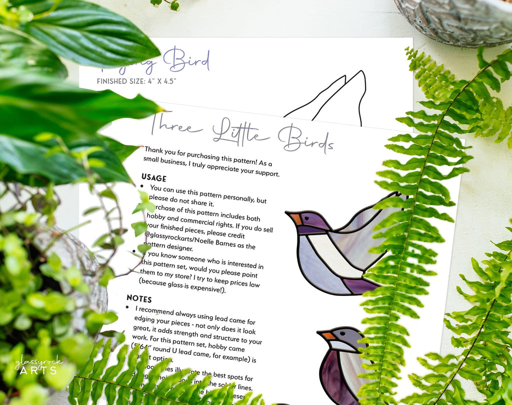Stained Glass Birds Pattern Pack | Crafting Patterns & Molds | Wiccan Center