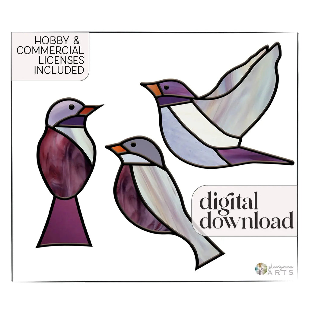 Stained Glass Birds Pattern Pack | Crafting Patterns & Molds | Wiccan Center