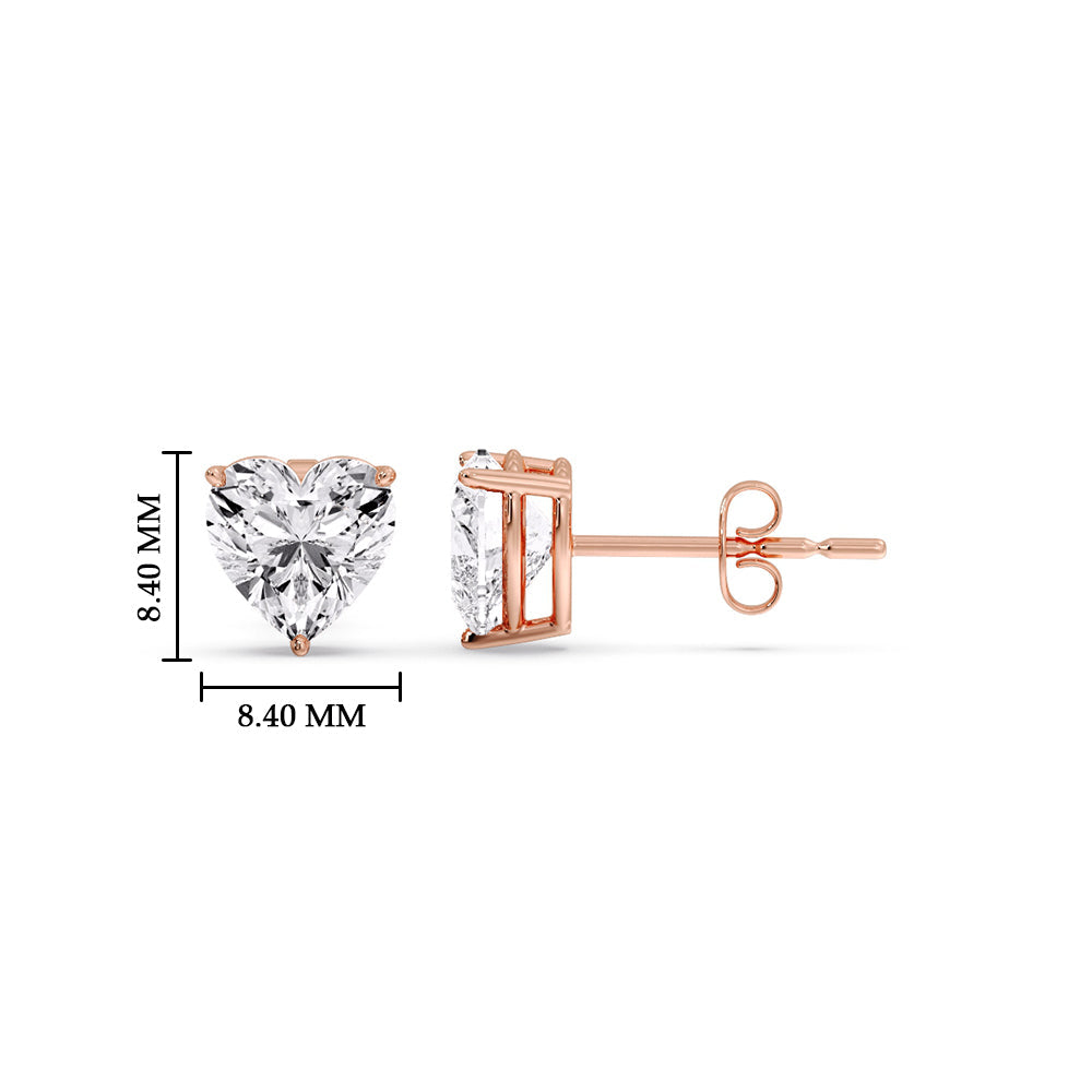 Heart Shaped 3 Prong Basket Stud Earring