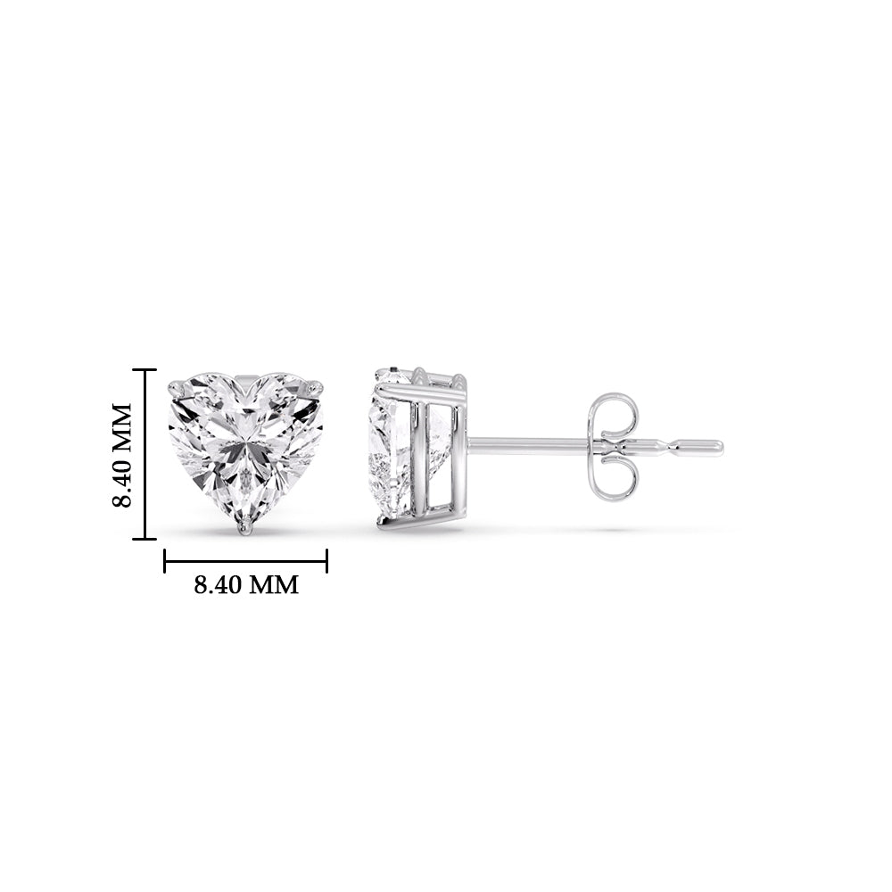 Heart Shaped 3 Prong Basket Stud Earring