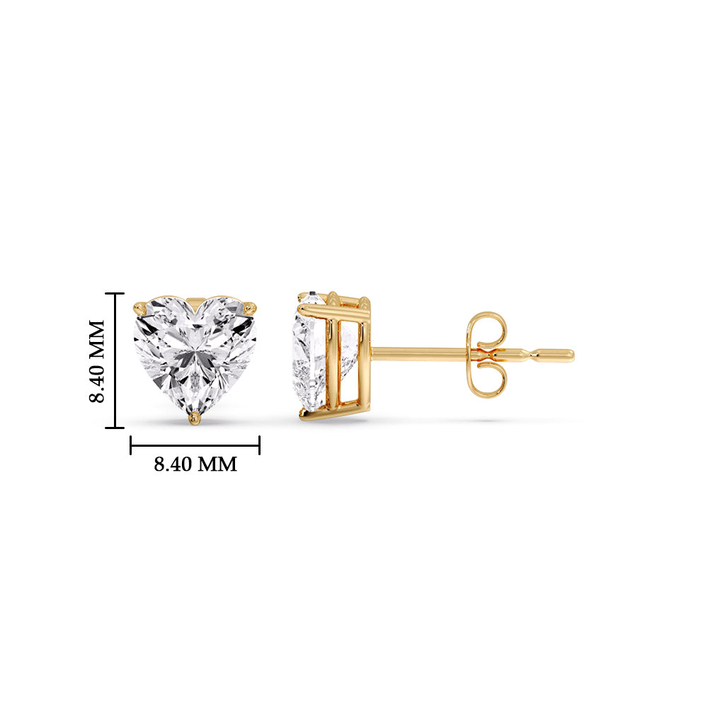 Heart Shaped 3 Prong Basket Stud Earring