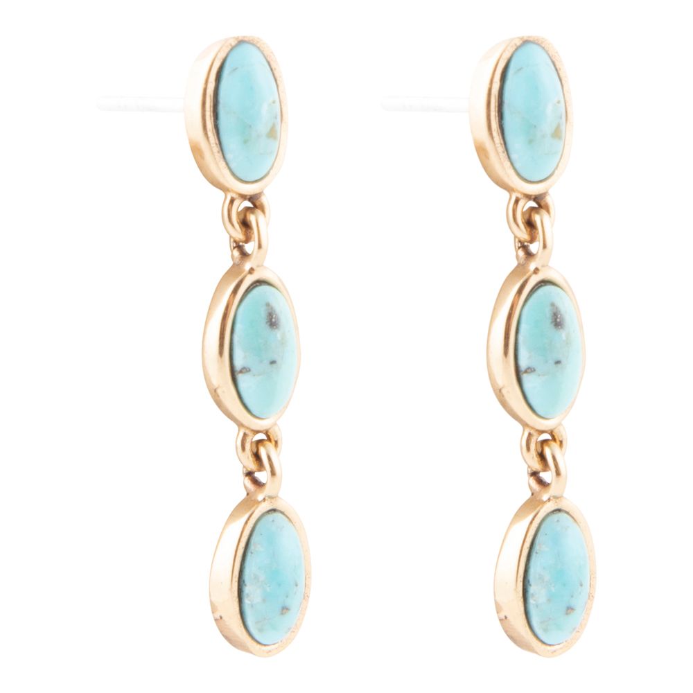 Three Times the Blue Turquoise Golden Drop Earrings | Earrings | Wiccan Center