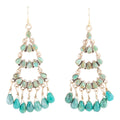 Triple the Blue Turquoise Golden Chandelier Earrings | Earrings | Wiccan Center