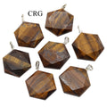 Tiger's Eye Faceted Hexagon Pendant with Silver Bail (4 Pieces) Size 1 Inch