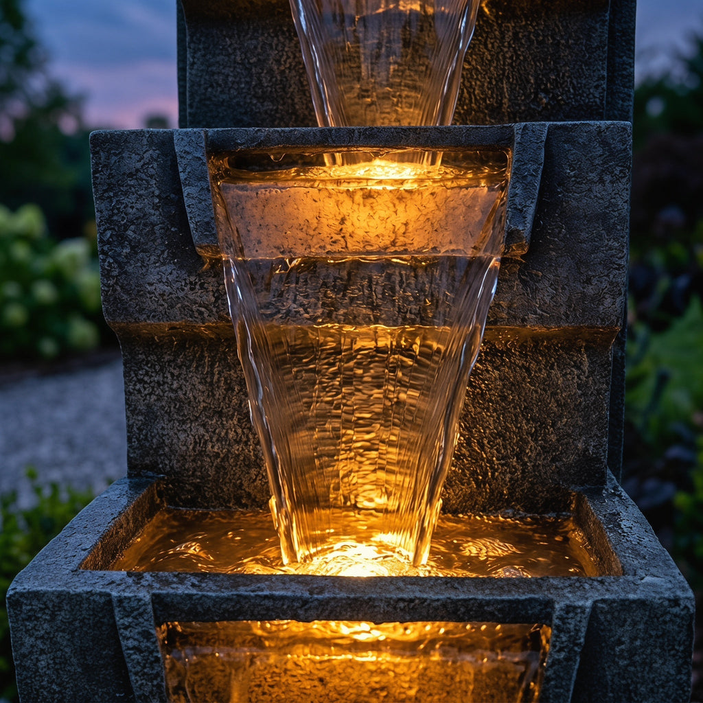 Resin Modern Outdoor Fountain 39 Inch Tilted Chutes