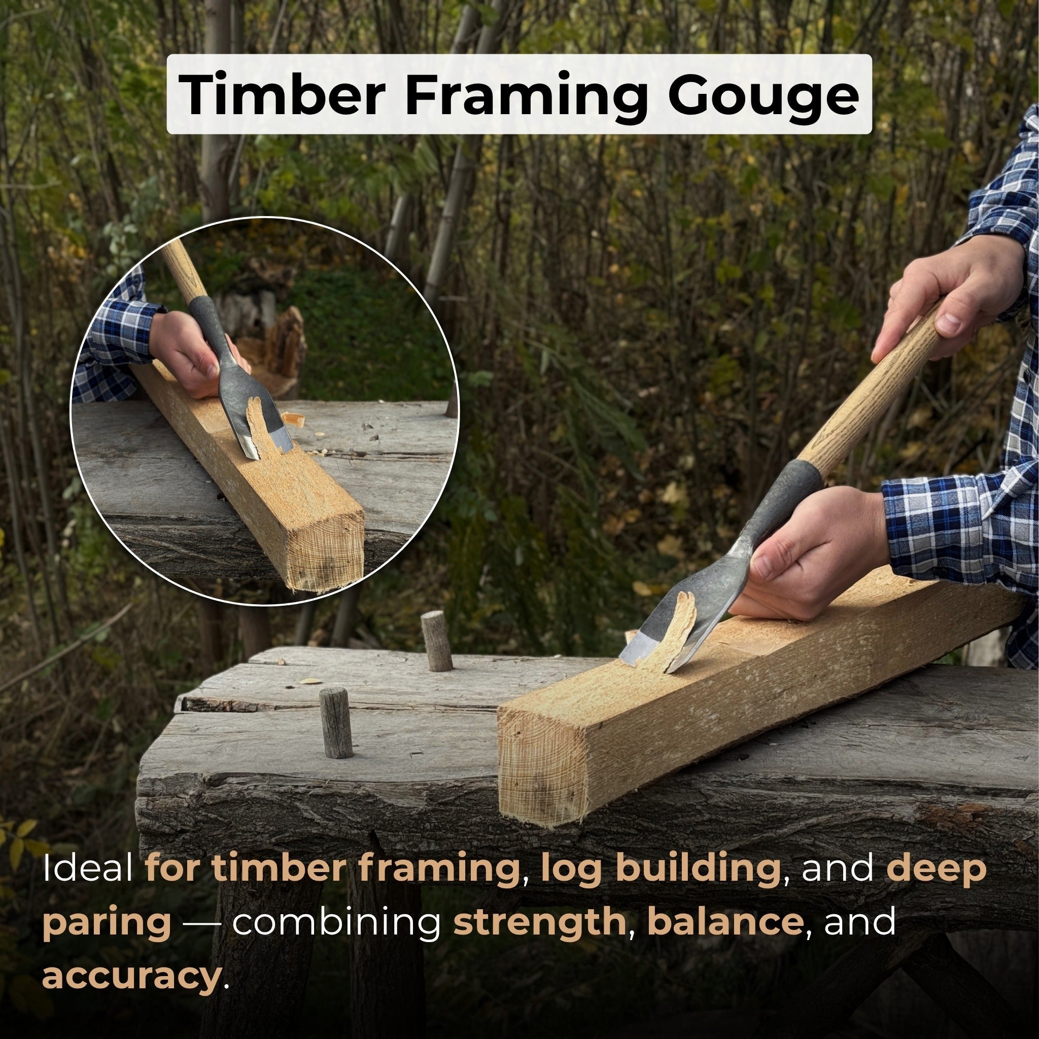 Timber Framing Rounded Chisel, 20 - 100 mm (0.8 - 3.9 inches) | Chisel | Wiccan Center