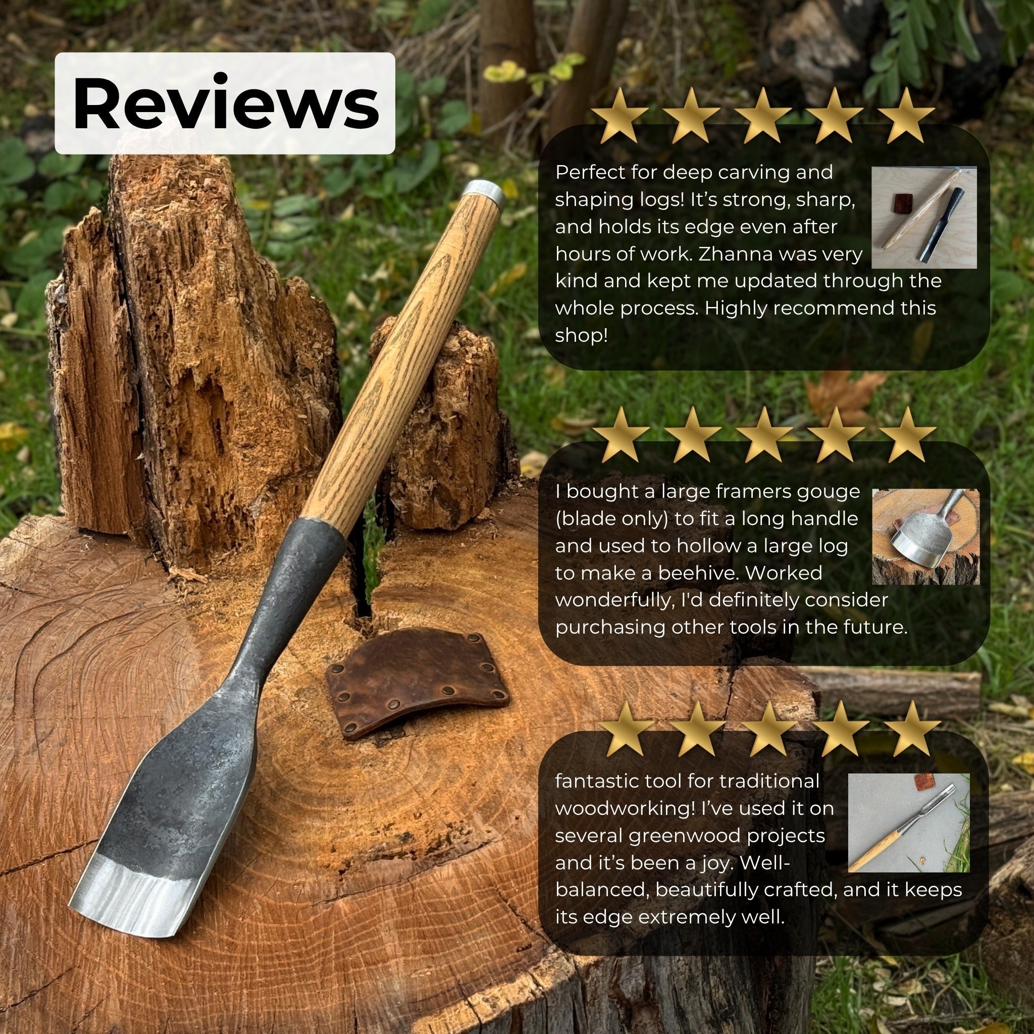 Timber Framing Rounded Chisel, 20 - 100 mm (0.8 - 3.9 inches) | Chisel | Wiccan Center