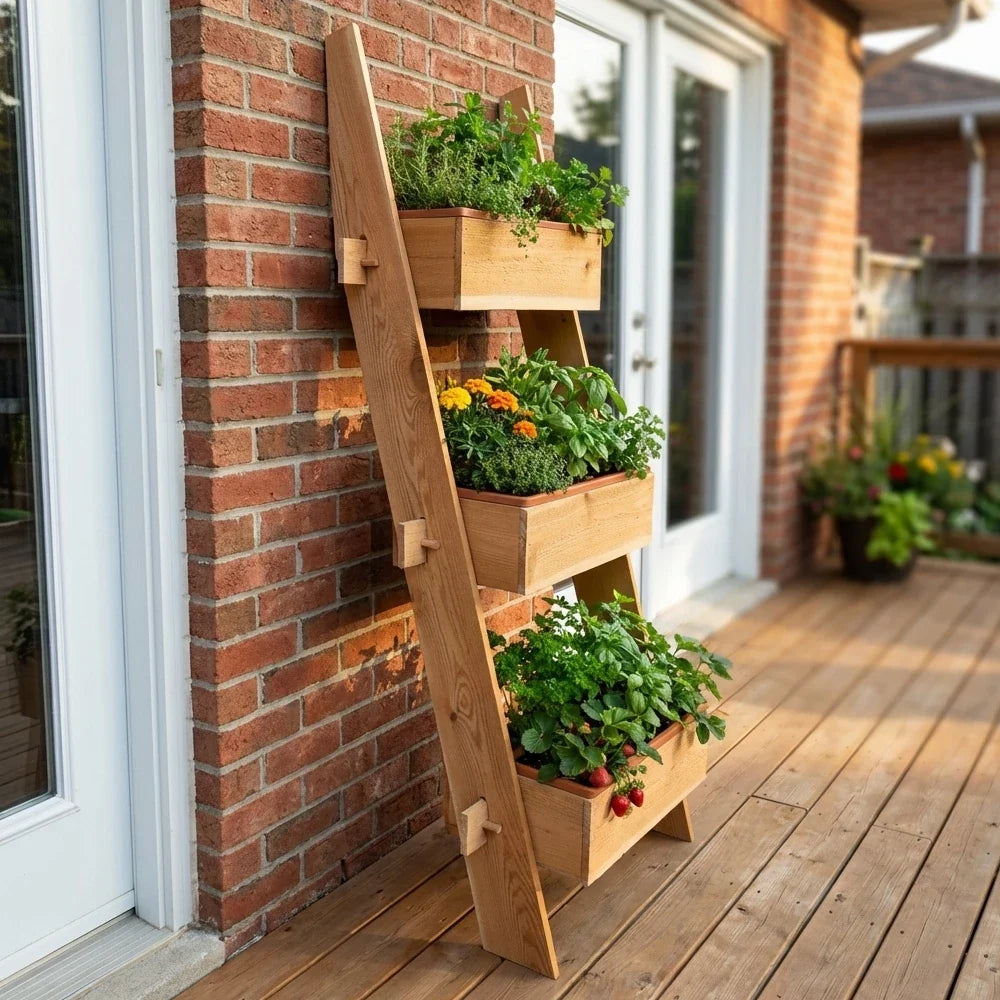 3-Tier Vertical Cedar Standing Planter Box | Planter | Wiccan Center