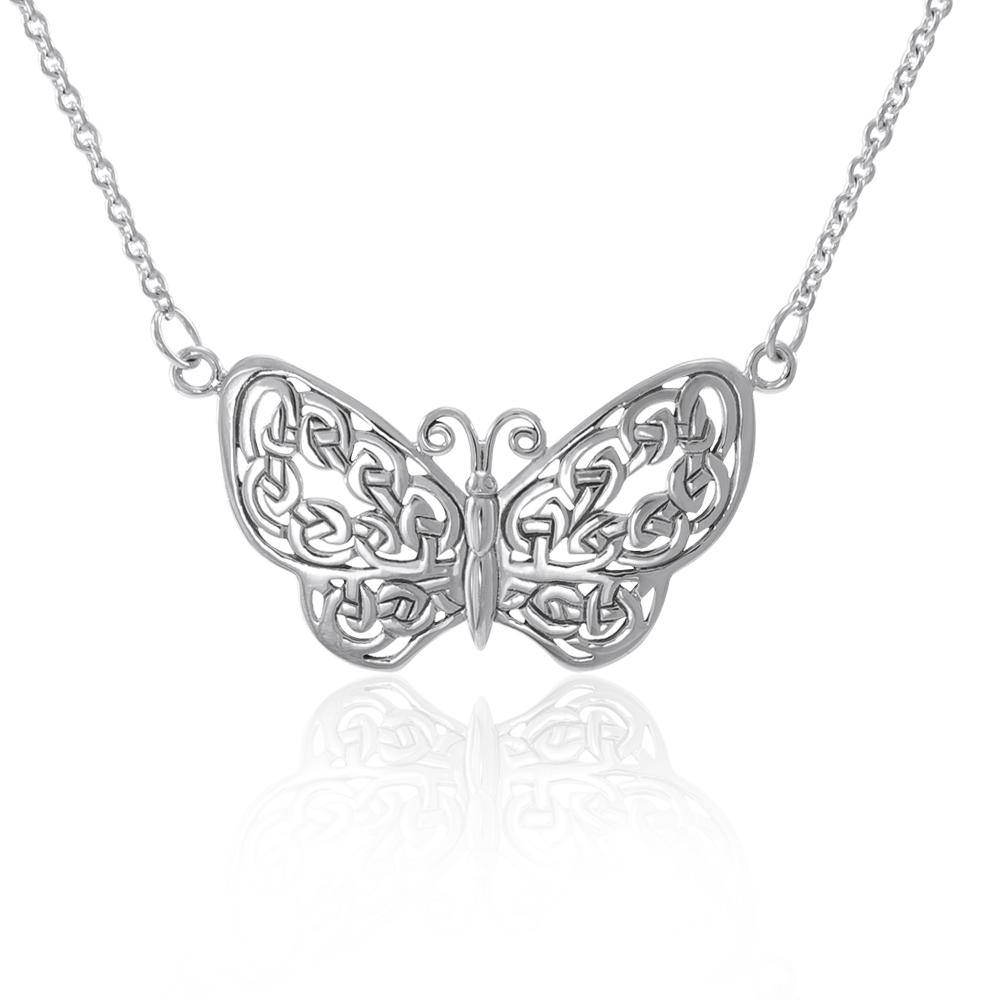A life-changing symbolism ~ Celtic Knotwork Butterfly Sterling Silver Necklace TN047