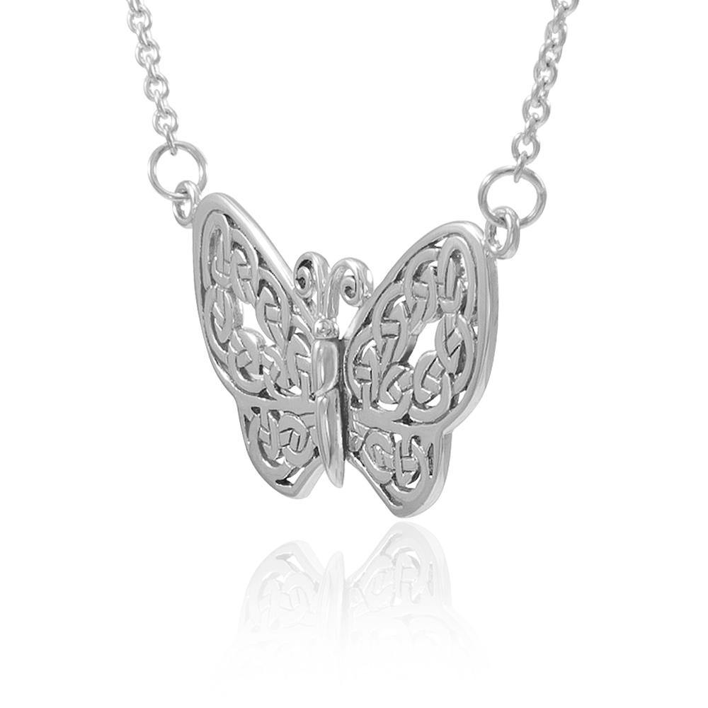 A life-changing symbolism ~ Celtic Knotwork Butterfly Sterling Silver Necklace TN047