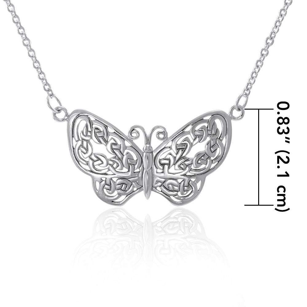A life-changing symbolism ~ Celtic Knotwork Butterfly Sterling Silver Necklace TN047
