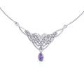 Celtic Knotwork Sterling Silver Necklace with Gemstones TN066