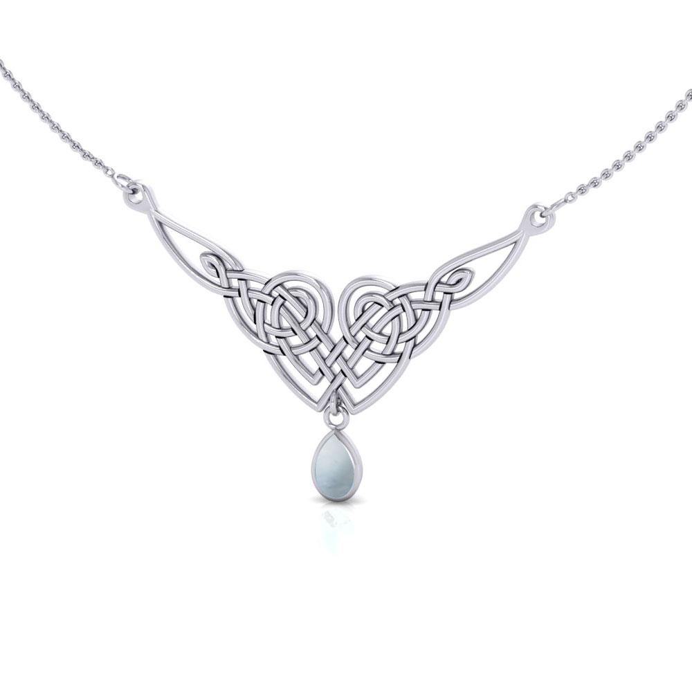 Celtic Knotwork Sterling Silver Necklace with Gemstones TN066