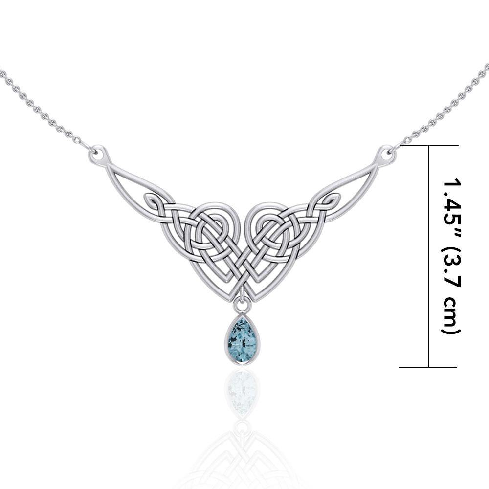 Celtic Knotwork Sterling Silver Necklace with Gemstones TN066