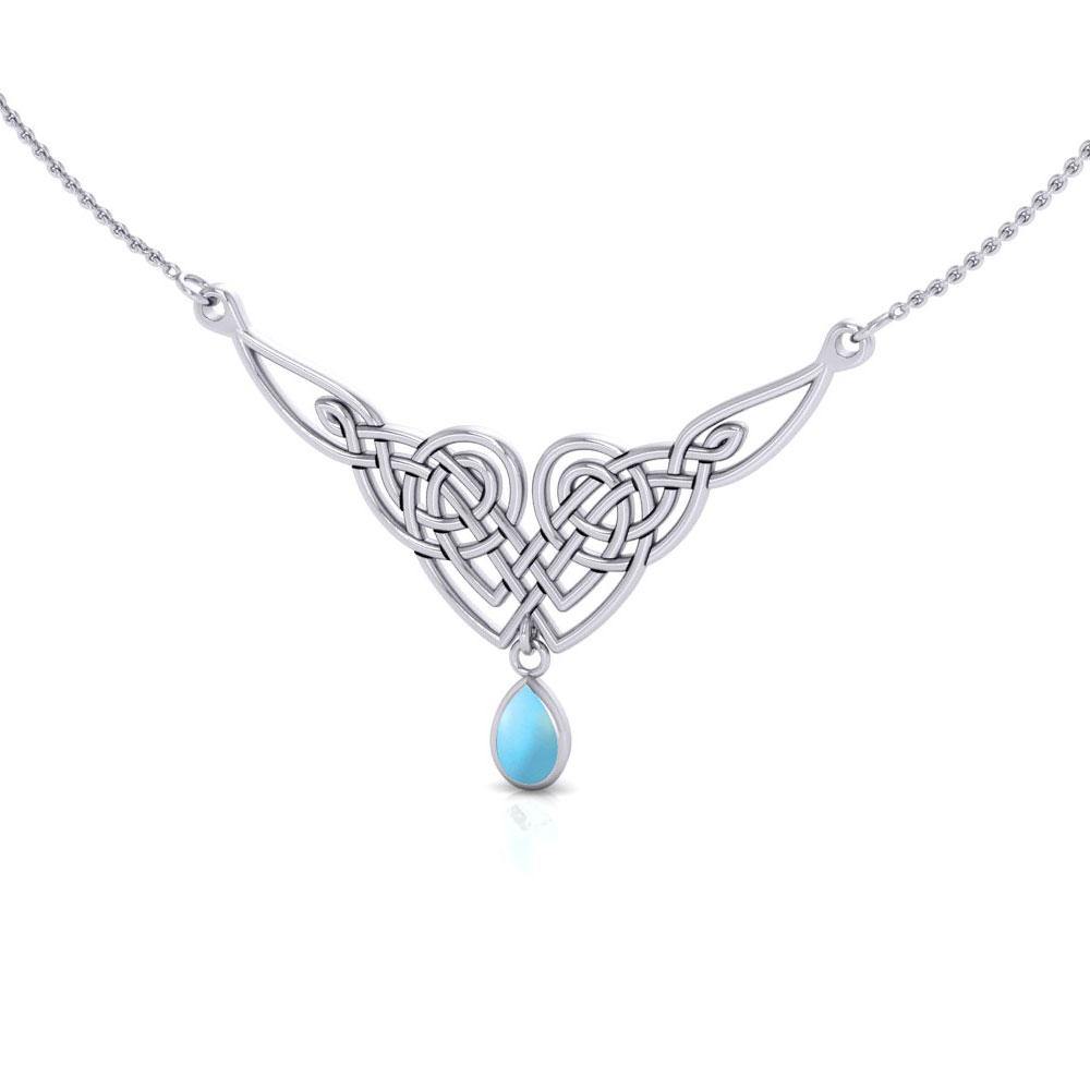 Celtic Knotwork Sterling Silver Necklace with Gemstones TN066