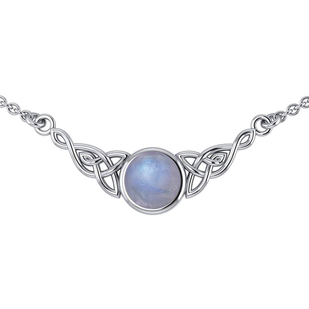 Wear the gift of interconnectedness ~ Celtic Knotwork Sterling Silver Necklace with a Gemstone centerpiece TN224
