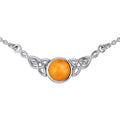Wear the gift of interconnectedness ~ Celtic Knotwork Sterling Silver Necklace with a Gemstone centerpiece TN224