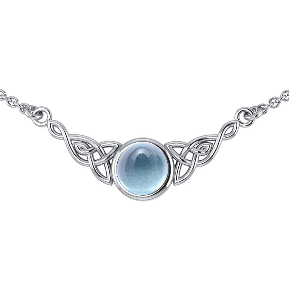 Wear the gift of interconnectedness ~ Celtic Knotwork Sterling Silver Necklace with a Gemstone centerpiece TN224