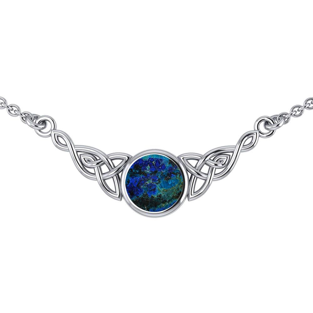 Wear the gift of interconnectedness ~ Celtic Knotwork Sterling Silver Necklace with a Gemstone centerpiece TN224