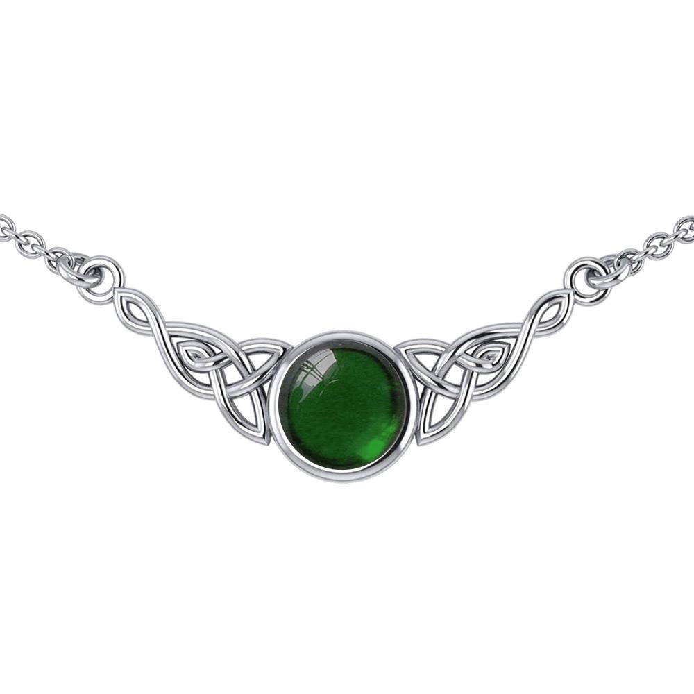 Wear the gift of interconnectedness ~ Celtic Knotwork Sterling Silver Necklace with a Gemstone centerpiece TN224