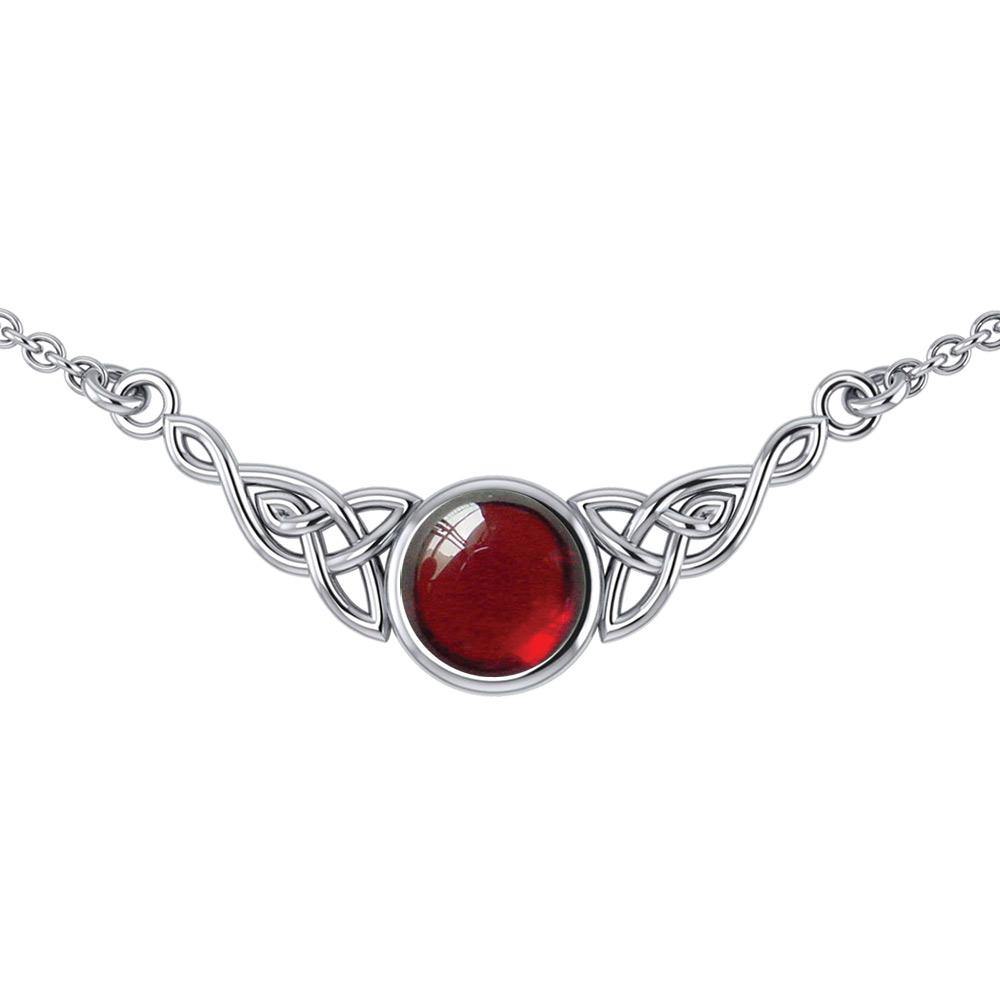 Wear the gift of interconnectedness ~ Celtic Knotwork Sterling Silver Necklace with a Gemstone centerpiece TN224