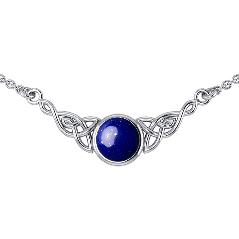 Wear the gift of interconnectedness ~ Celtic Knotwork Sterling Silver Necklace with a Gemstone centerpiece TN224