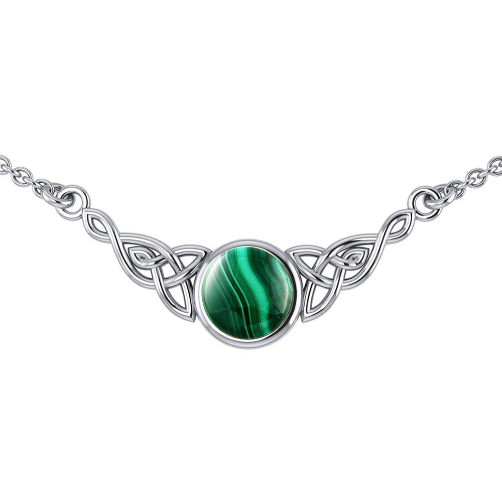 Wear the gift of interconnectedness ~ Celtic Knotwork Sterling Silver Necklace with a Gemstone centerpiece TN224
