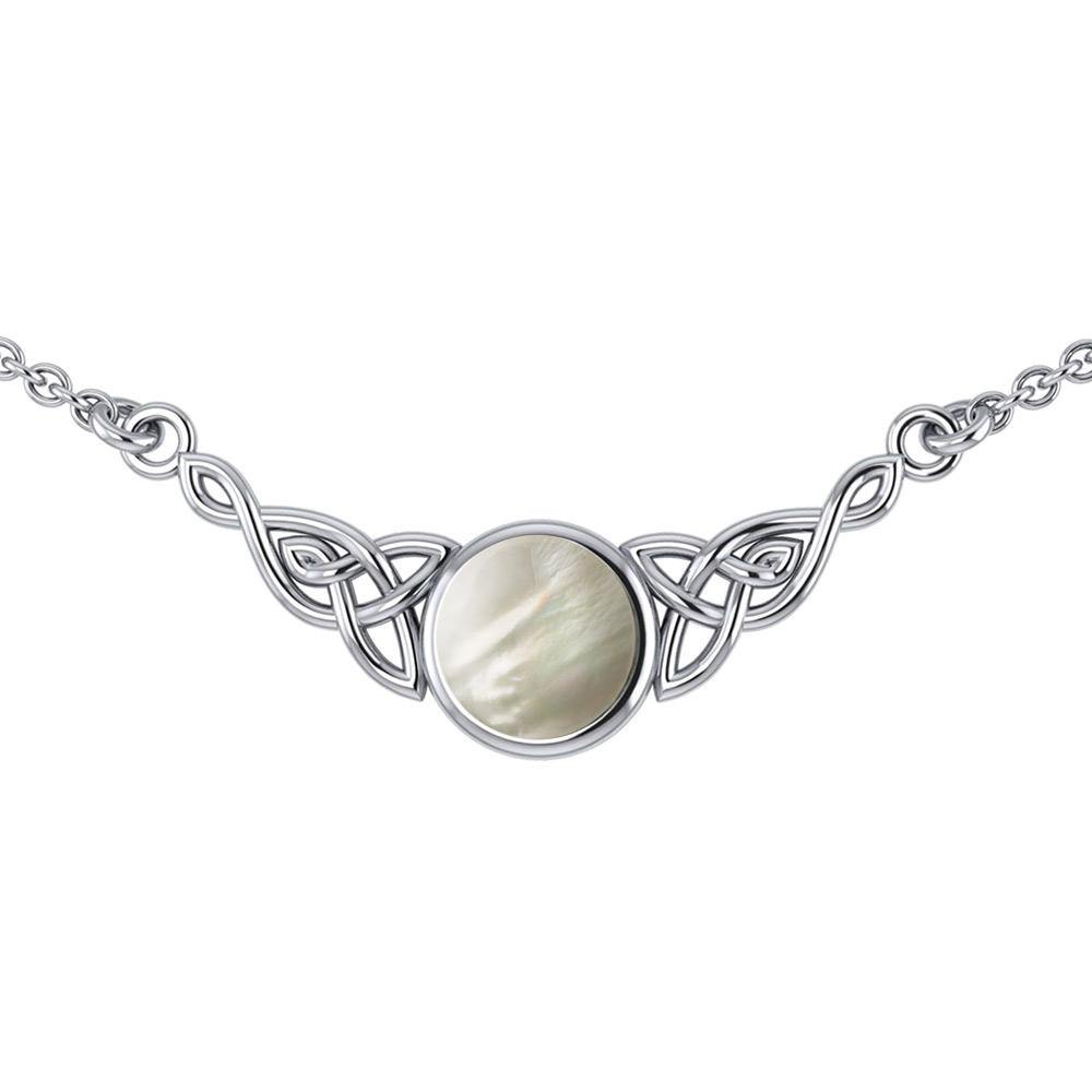 Wear the gift of interconnectedness ~ Celtic Knotwork Sterling Silver Necklace with a Gemstone centerpiece TN224